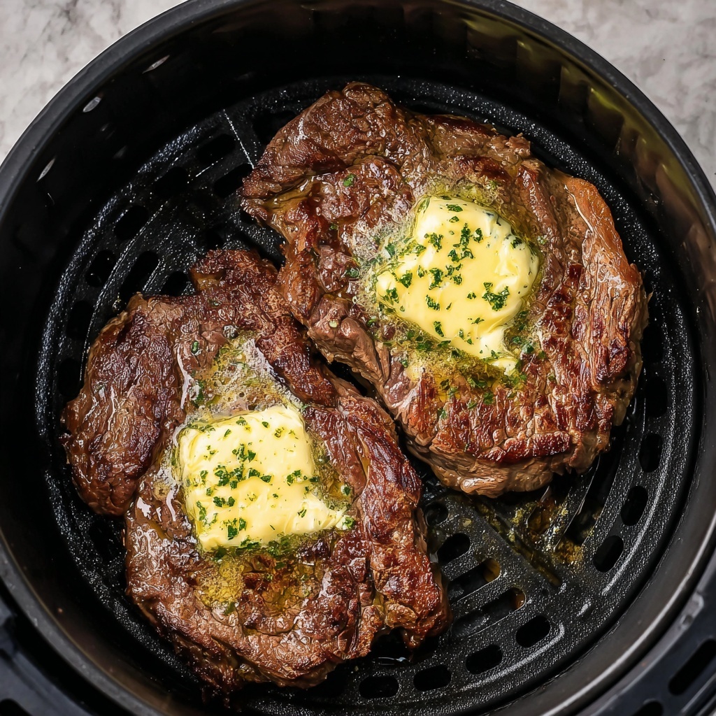 Air Fryer Steak with Shallot Herb Butter Recipe - Recipe Image