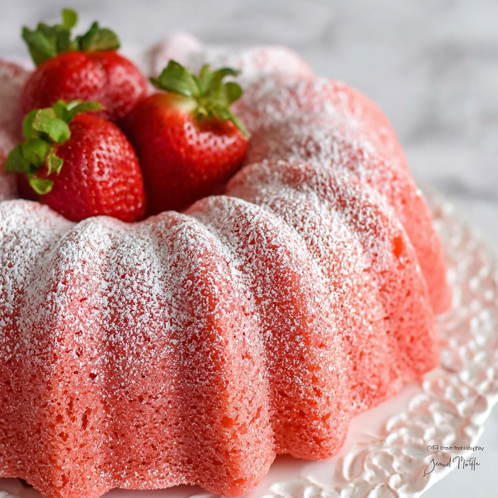 Strawberry Bundt Cake with Cream Filling Recipe - Recipe Image