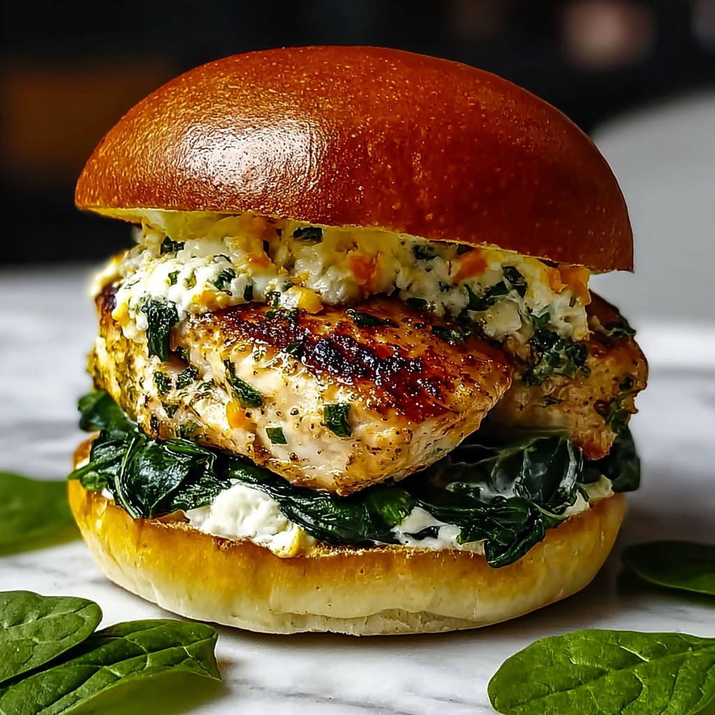 Irresistible White Cheddar and Spinach Chicken Burgers You’ll Love Recipe - Recipe Image