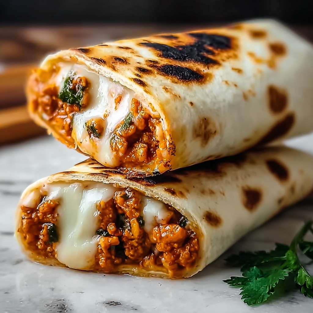 Ooey-Gooey Cheesy Garlic Chicken Wraps for Cozy Nights Recipe - Recipe Image