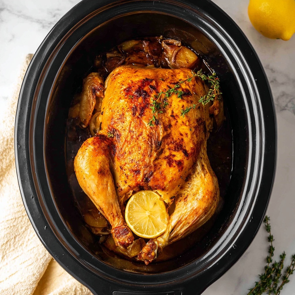 Crockpot Whole Chicken with Herb and Lemon Rub Recipe - Recipe Image