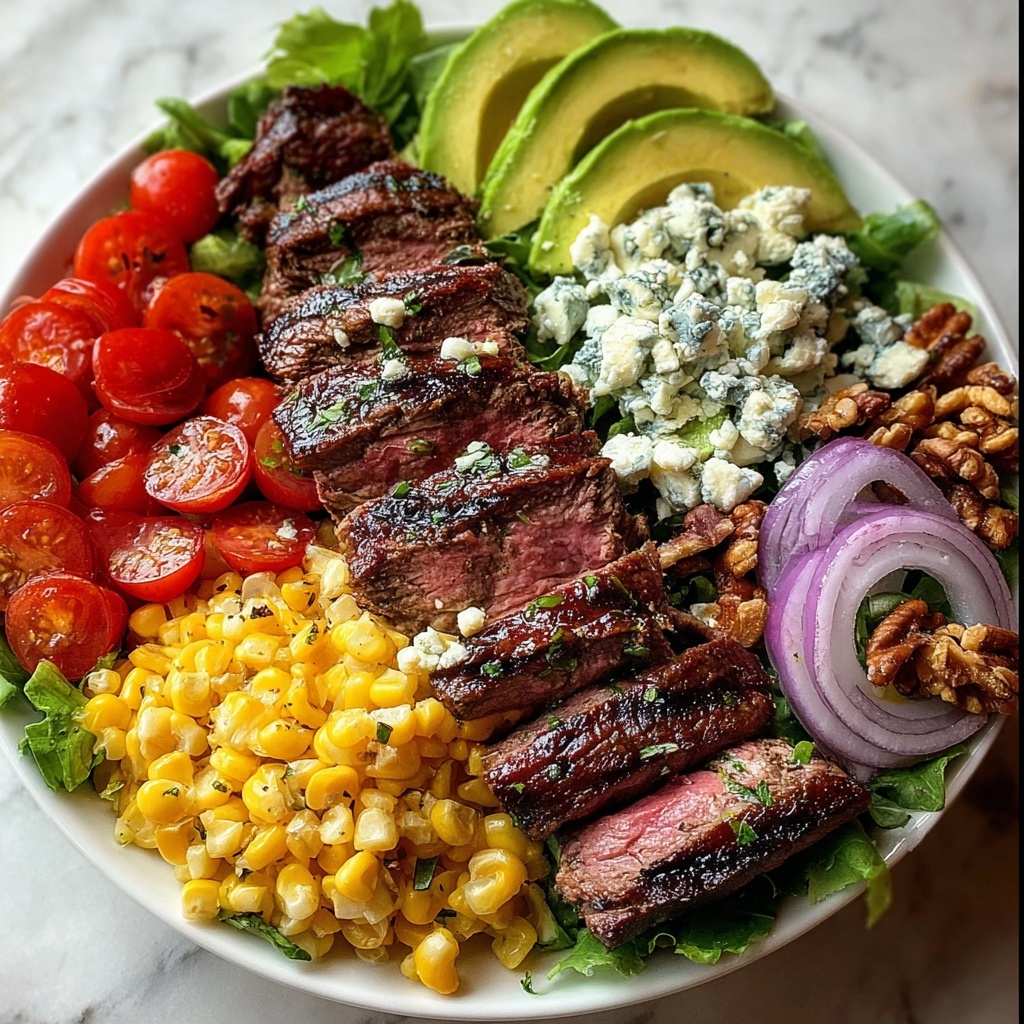 Grilled Balsamic Steak Salad with Creamy Gorgonzola and Sweet Corn Recipe - Recipe Image
