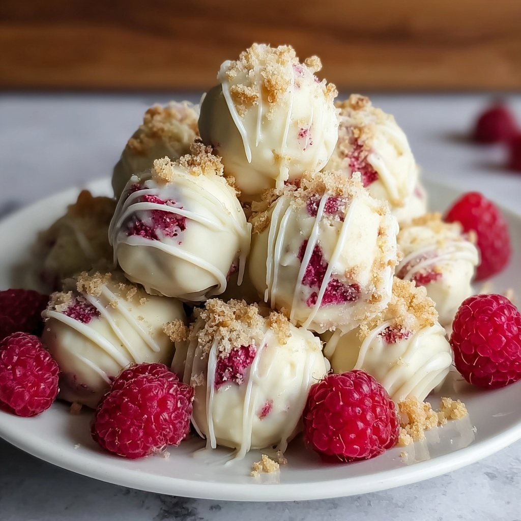 White Chocolate Raspberry Cheesecake Balls Recipe - Recipe Image