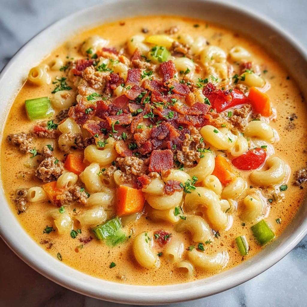 Macaroni Cheeseburger Soup Recipe - Recipe Image