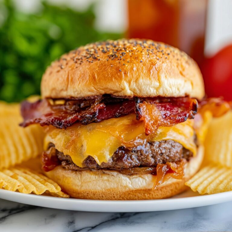Smash Burger with Bacon, Caramelized Onions, and Cheddar Recipe