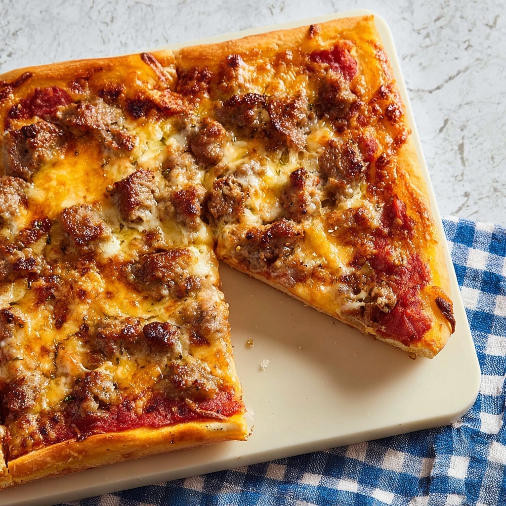 Sheet Pan Pizza with Italian Sausage and Mozzarella Recipe - Recipe Image