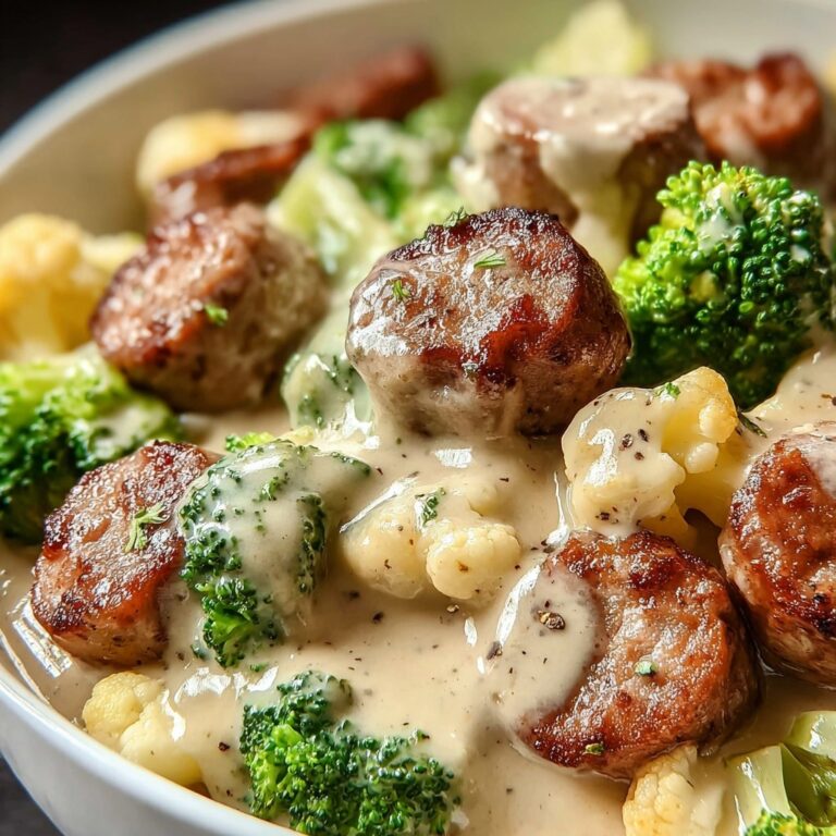 Indulgent Keto Broccoli and Cauliflower Au Gratin with Sausage Recipe