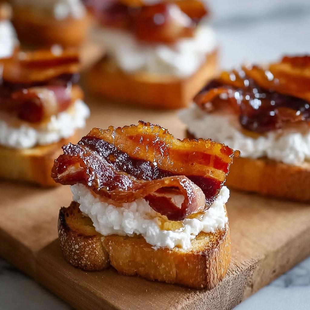 Million Dollar Bacon Crostini with Whipped Goat Cheese and Hot Honey Recipe - Recipe Image