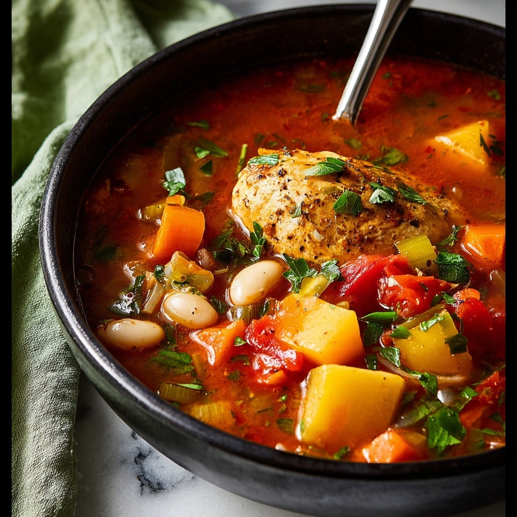 Crock Pot Tuscan White Bean Chicken Stew Recipe - Recipe Image