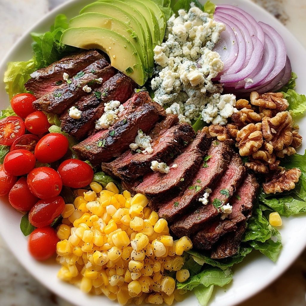 Grilled Balsamic Steak Salad with Creamy Gorgonzola and Sweet Corn Recipe - Recipe Image