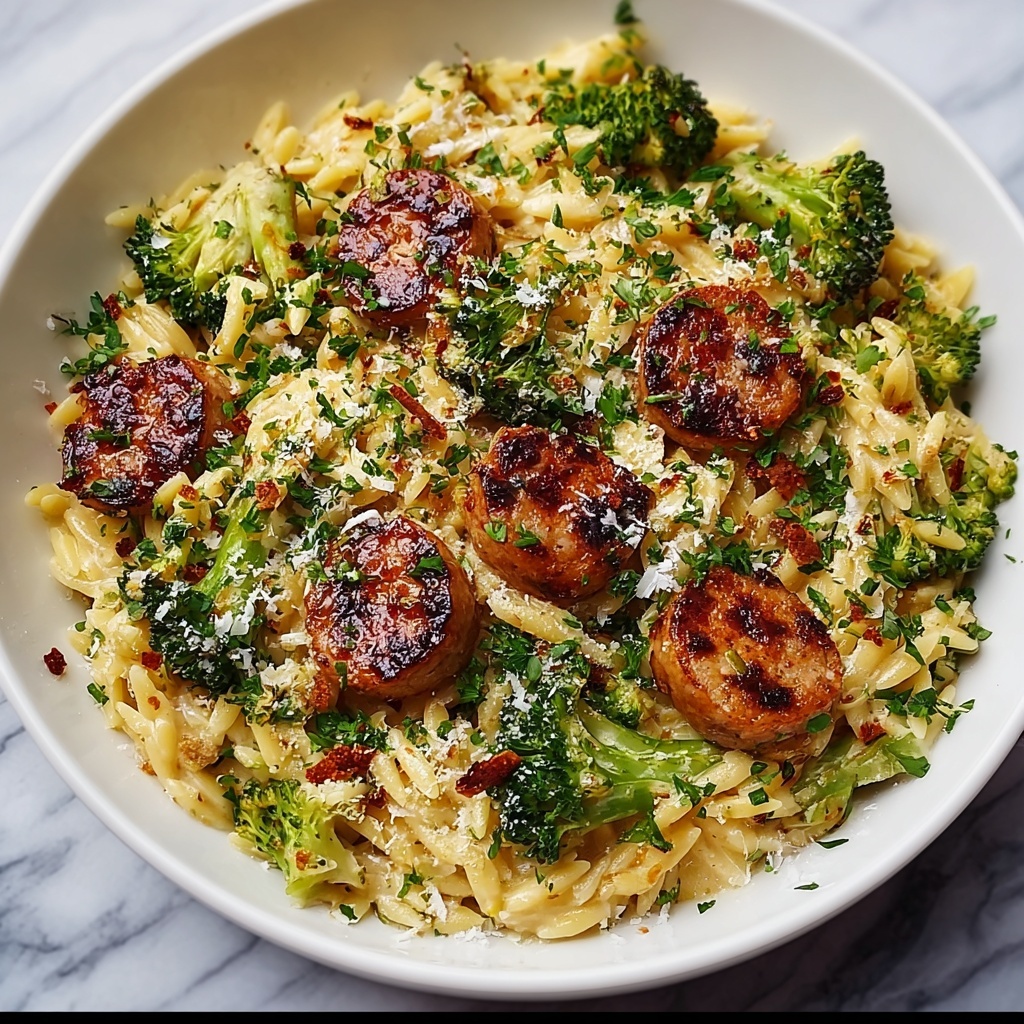 Chicken Sausage Broccoli Orzo Recipe - Recipe Image