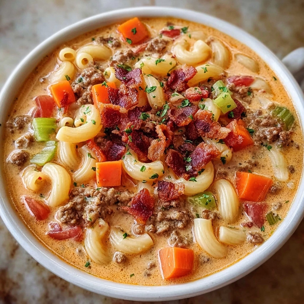 Macaroni Cheeseburger Soup Recipe - Recipe Image