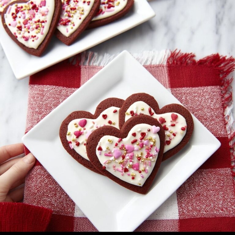 Red Velvet Heart-Shaped Sprinkle Cookies with White Chocolate Frosting Recipe