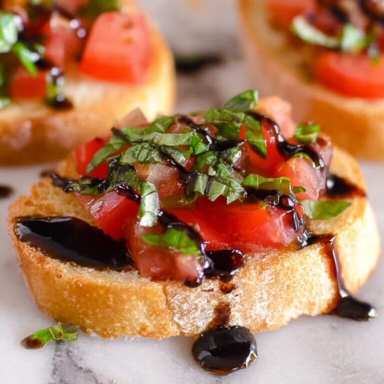 Balsamic Glaze Bruschetta with Fresh Tomato and Basil Recipe