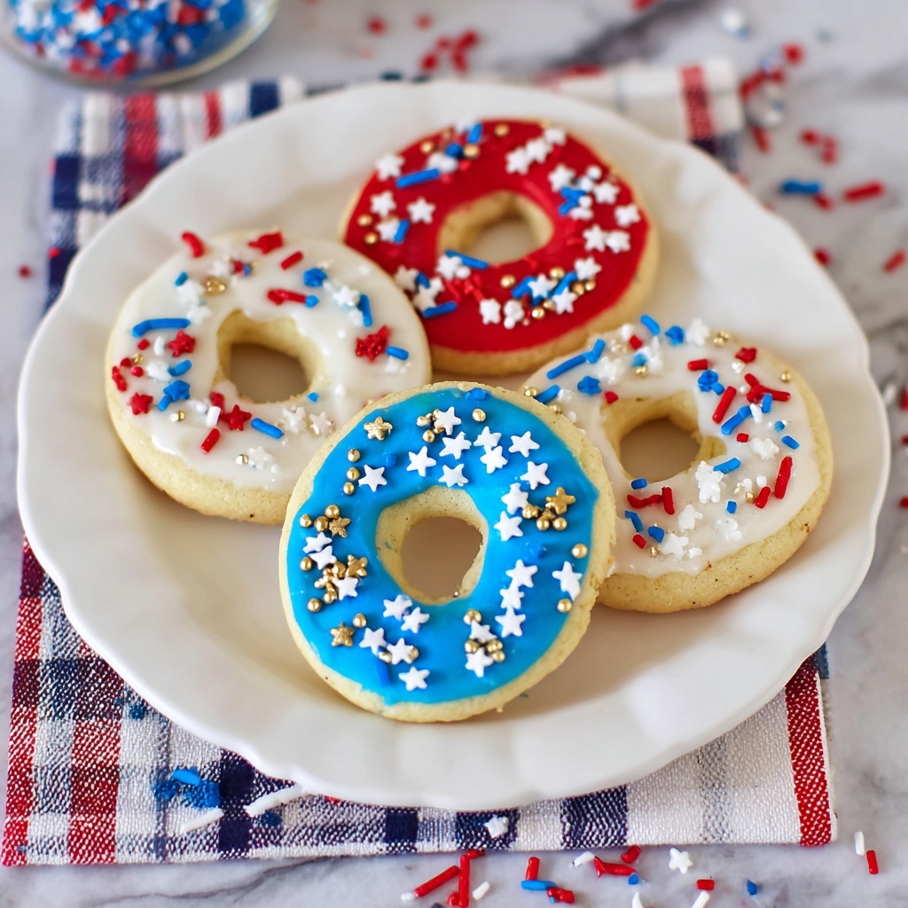 Red, White and Blue Donut Cookies Recipe - Recipe Image