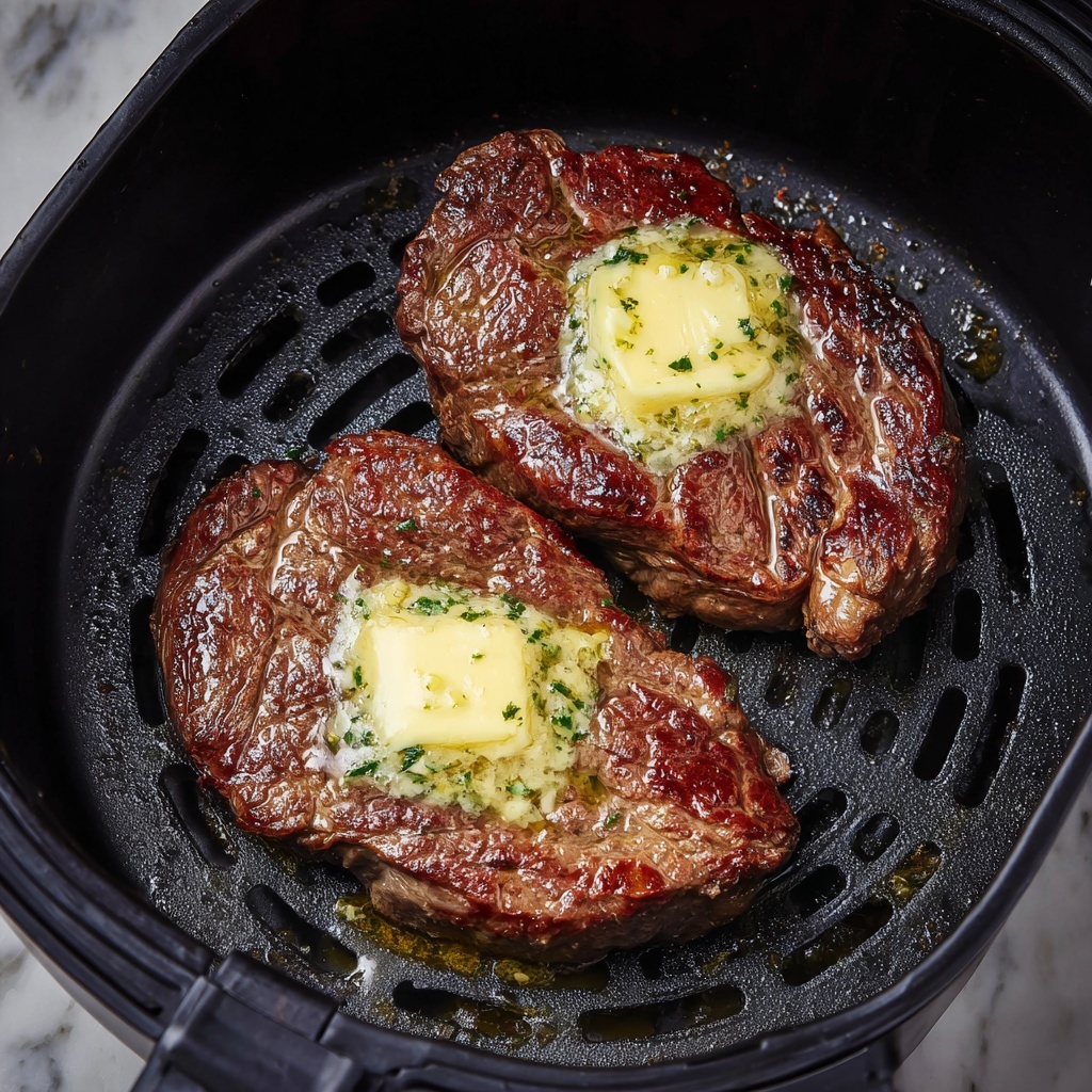 Air Fryer Steak with Shallot Herb Butter Recipe - Recipe Image