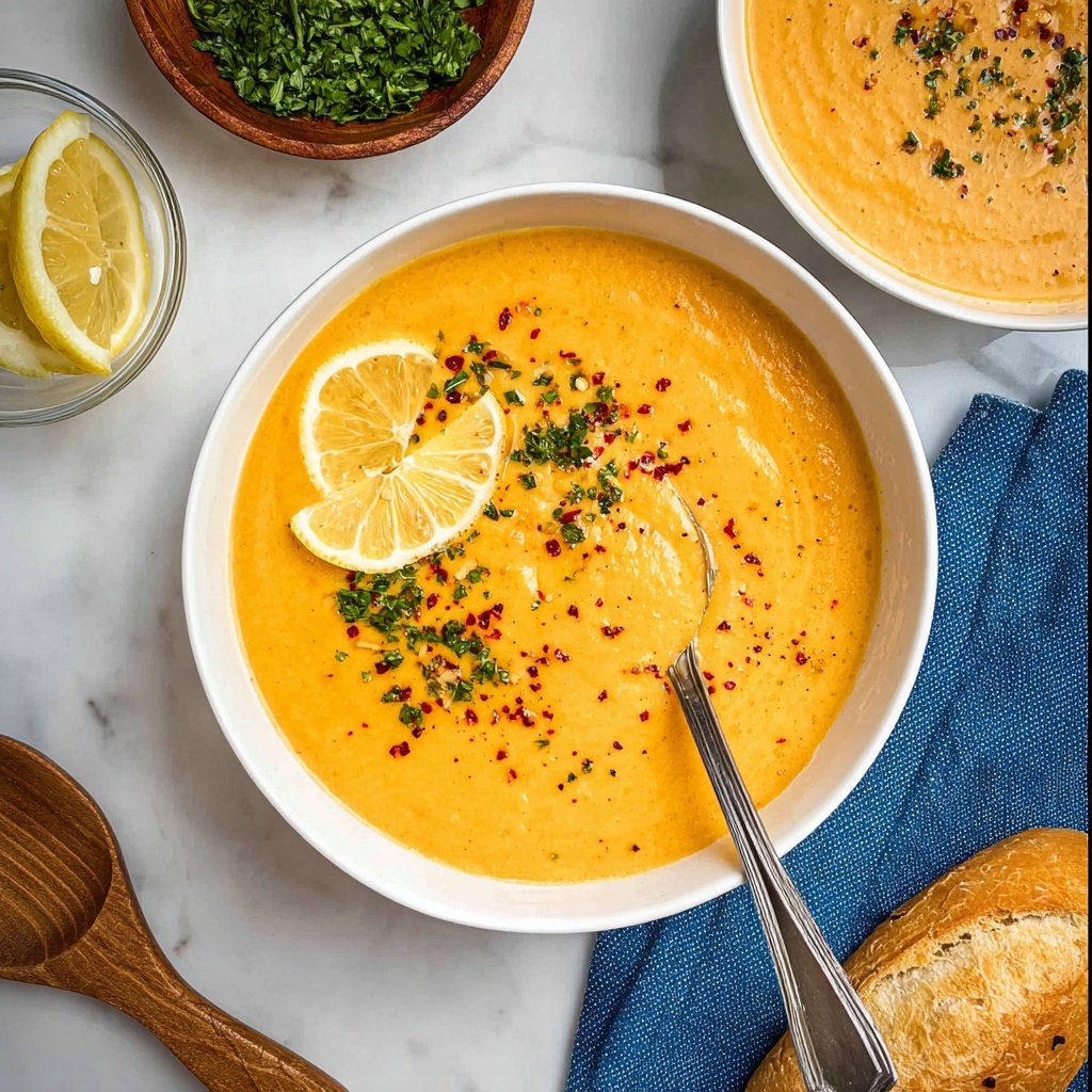 Red Lentil Soup with Carrots, Bell Peppers, and Lemon Recipe - Recipe Image