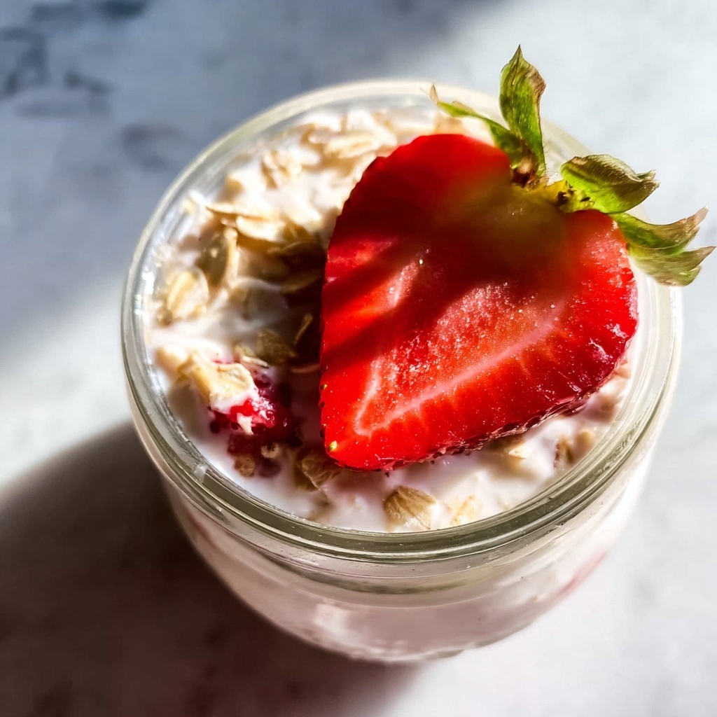Vanilla Strawberry Overnight Oats Recipe - Recipe Image