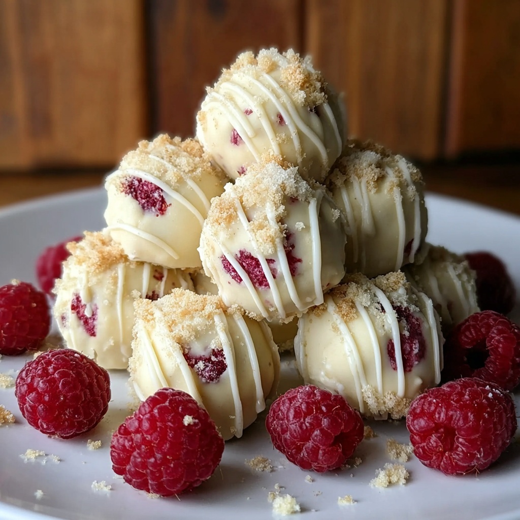 White Chocolate Raspberry Cheesecake Balls Recipe - Recipe Image