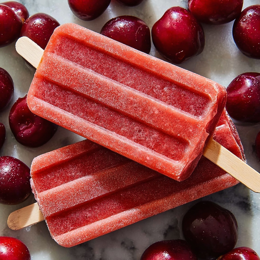 Homemade Cherry Ice Pops Recipe - Recipe Image