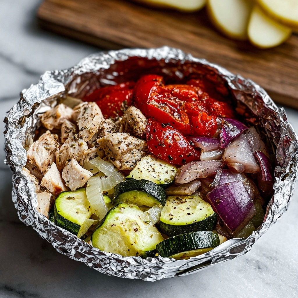 Low-Carb Foil Packet Chicken and Vegetable Dinner Recipe - Recipe Image