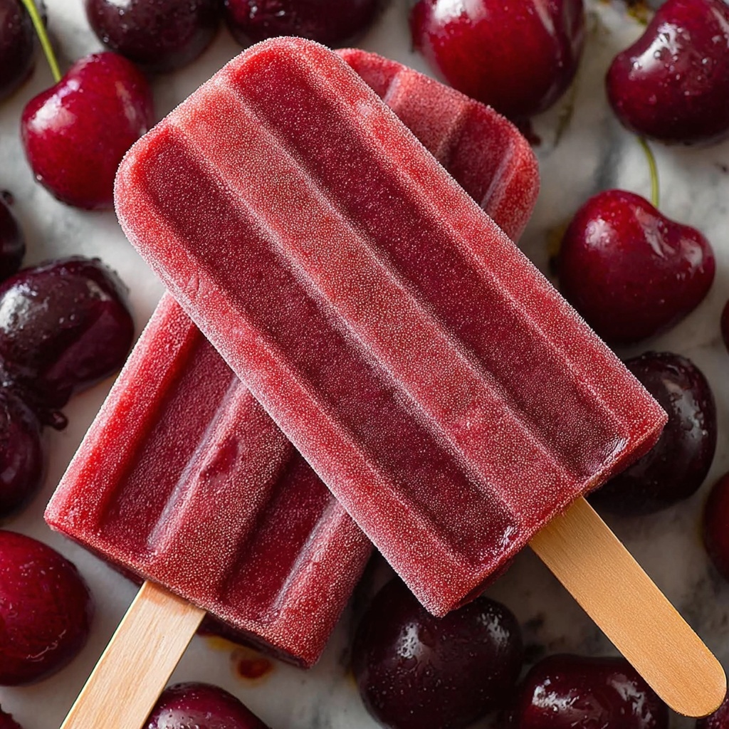 Homemade Cherry Ice Pops Recipe - Recipe Image