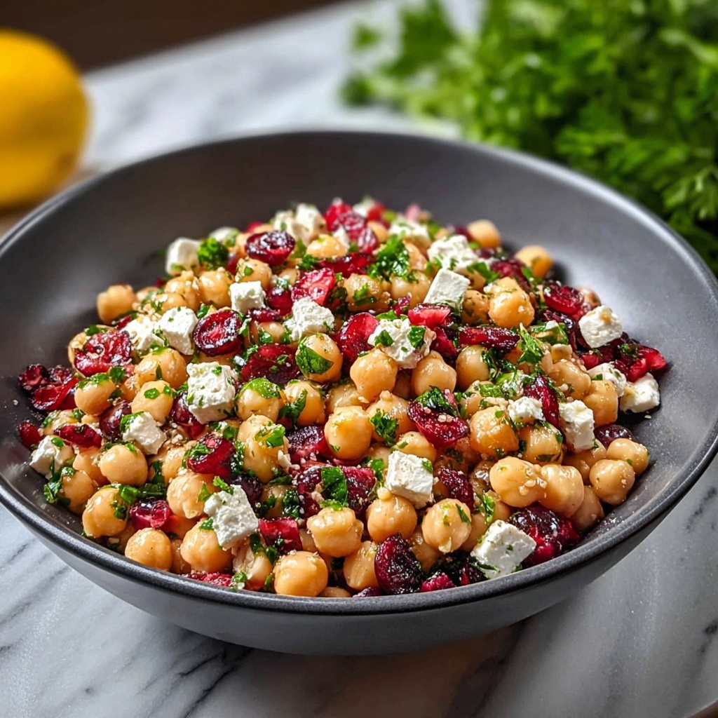 Feta and Cranberry Chickpeas with Lemon Vinaigrette Recipe - Recipe Image