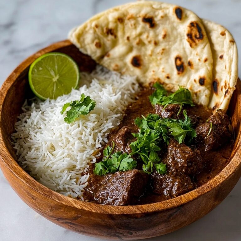 Beef Coconut Curry with Fragrant Rice and Warm Naan Recipe