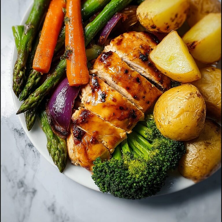 35-Minute One Sheet Pan Honey Mustard Chicken with Roasted Vegetables Recipe