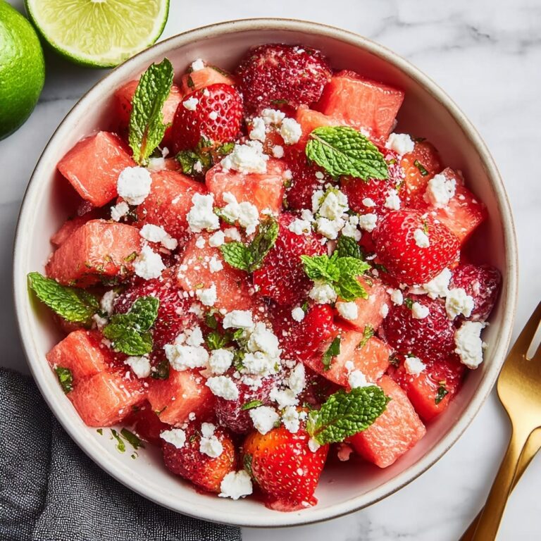 Watermelon Salad With Strawberries & Honey Lime Dressing Recipe