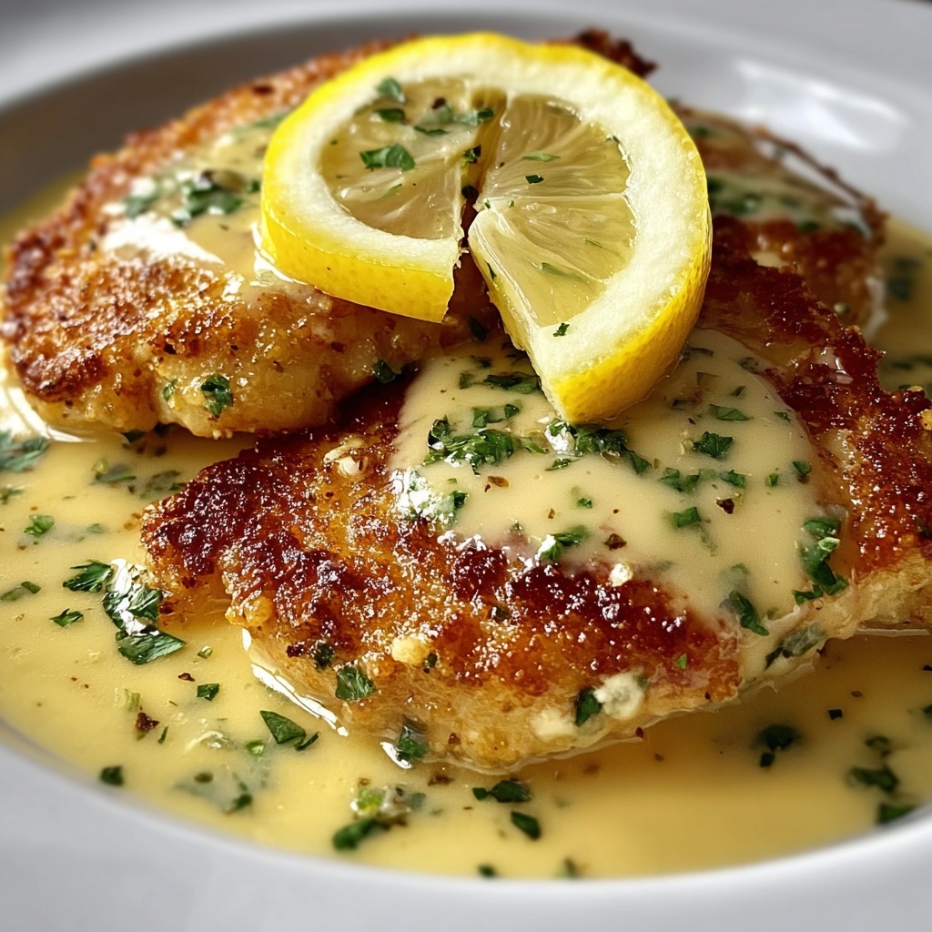 Lemon Pecorino Crusted Chicken with Creamy Lemon Sauce Recipe - Recipe Image