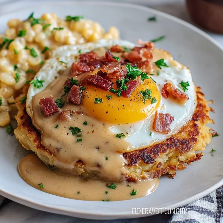 Egg-Topped Hash Browns with Bacon Gravy Recipe