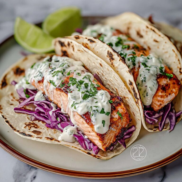 Easy Salmon Tacos with Slaw and Creamy Lime Sauce Recipe