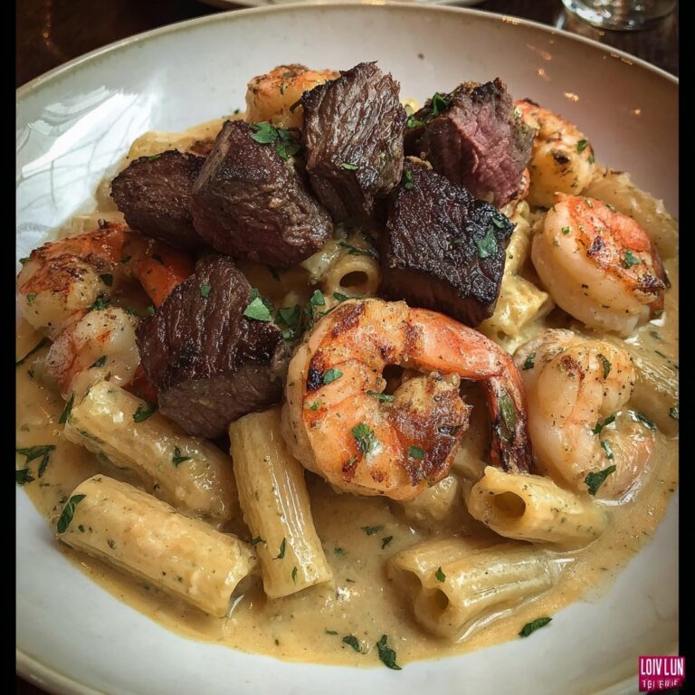 Blackened Steak and Shrimp Alfredo Recipe